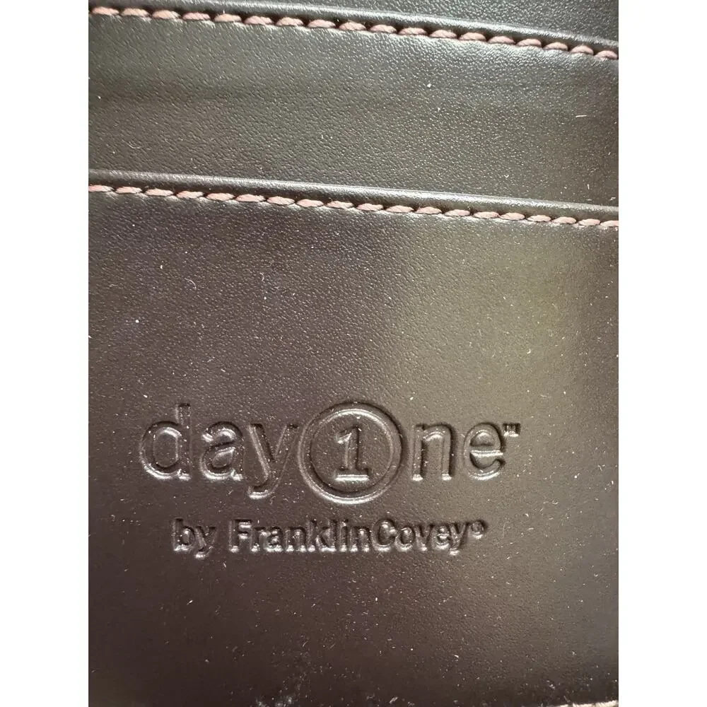Franklin Covey Day One Zip Planner Binder W/ Handles Brown Pink Purse Organizer
